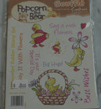Say It With Flowers, Souffle, Popcorn the Bear Rubber Stamp Set by Crafter's Companion
